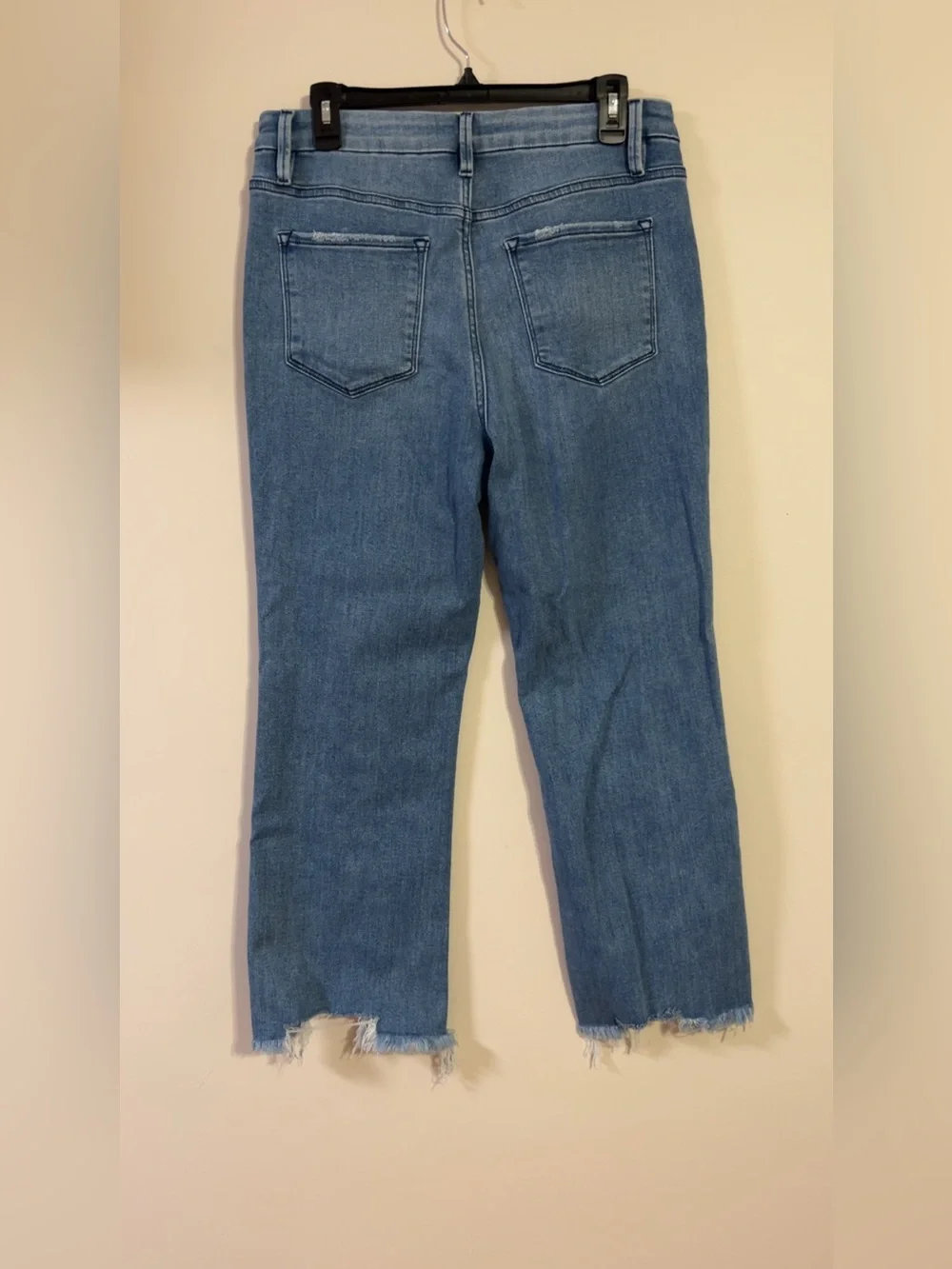 Flying Monkey Light Blue Cropped Frayed Hem Jeans
